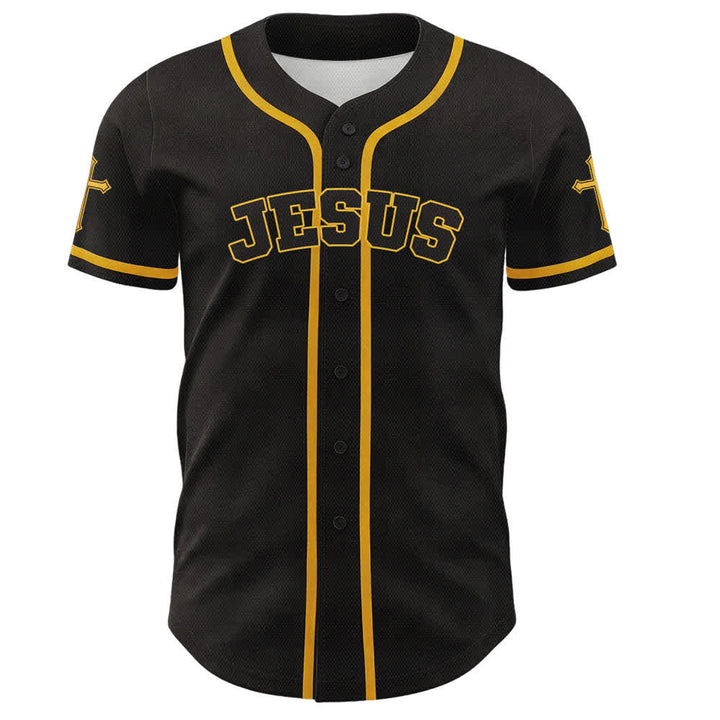 Christianartworkshop Jesus Lion Armor Black Button Up Baseball Jersey - image 16