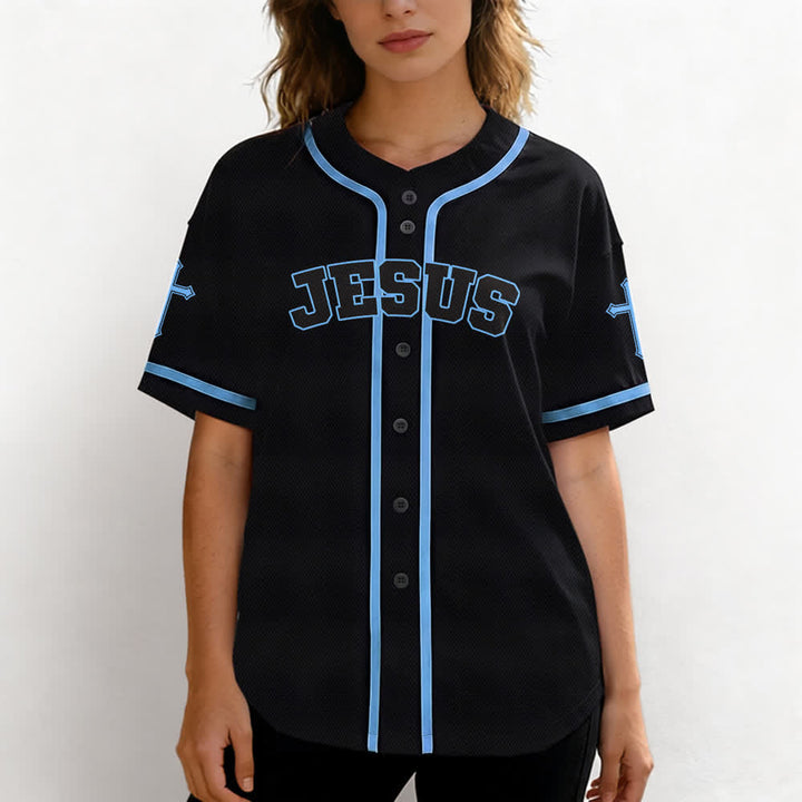 Christianartworkshop Jesus Lion Armor Black Button Up Baseball Jersey - image 32