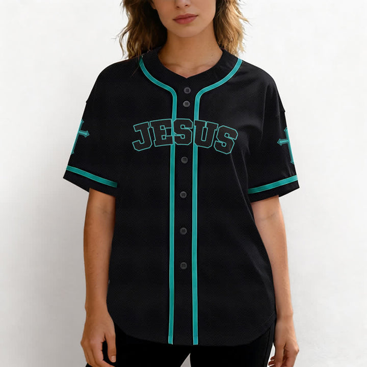 Christianartworkshop Jesus Lion Armor Black Button Up Baseball Jersey - image 39