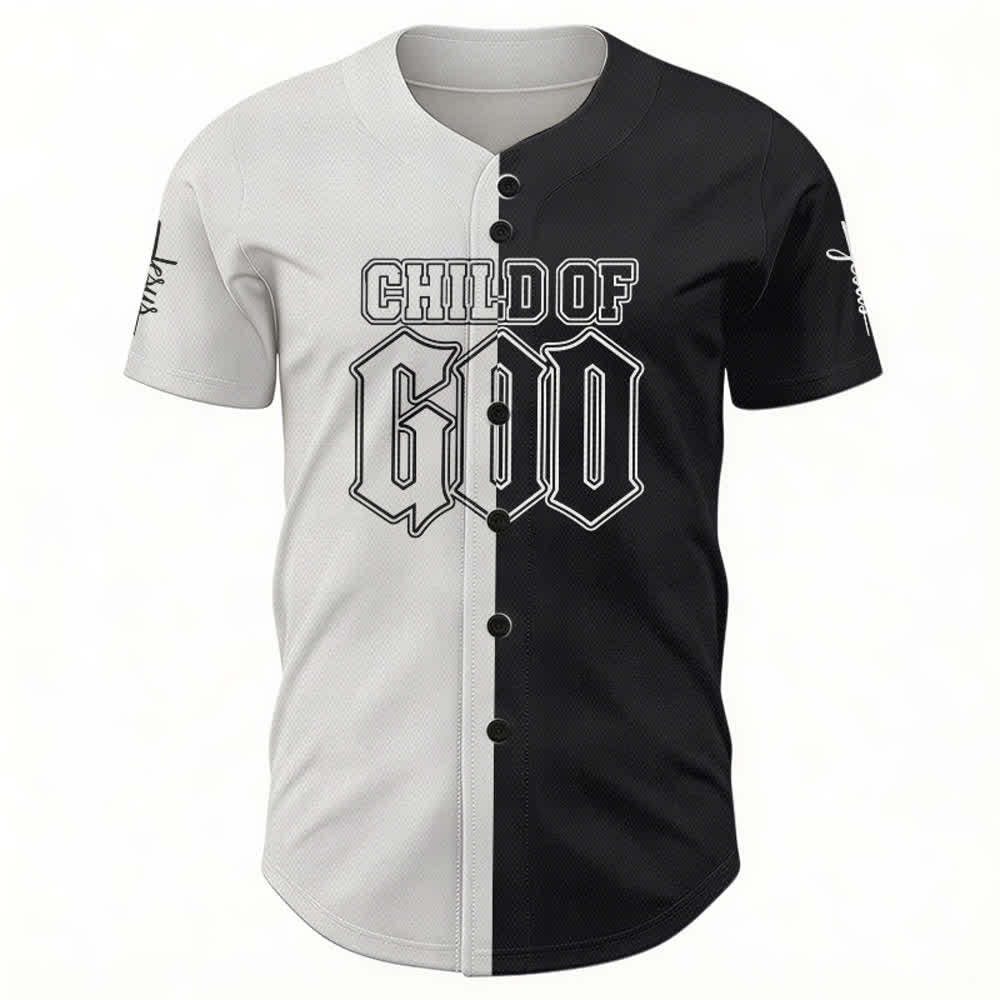 Christianartworkshop Child Of God Split Black White Baseball Jersey - image 2