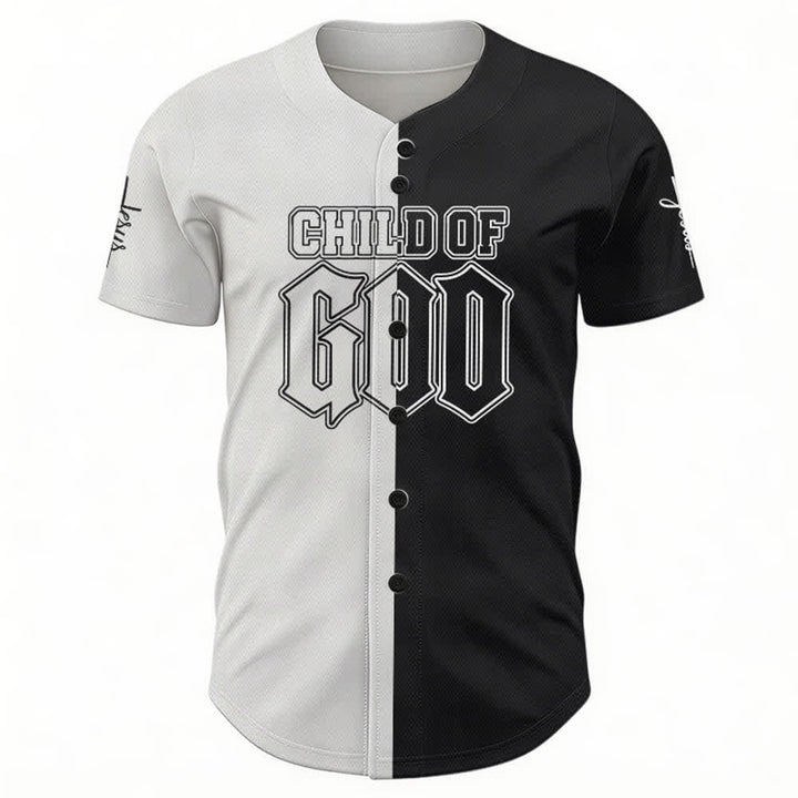 Christianartworkshop Child Of God Split Black White Baseball Jersey - image 2