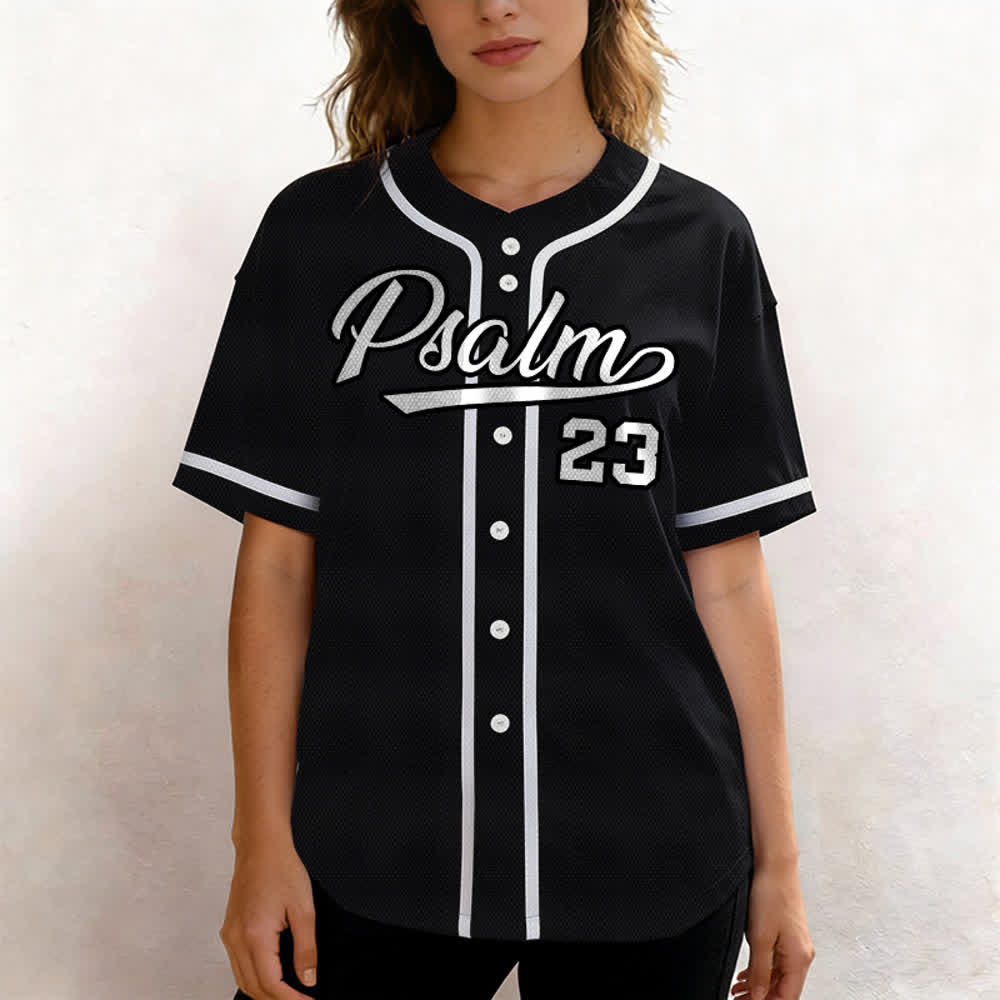 Christianartworkshop Psalm 23 Navy Scripture Team Baseball Jersey - image 11