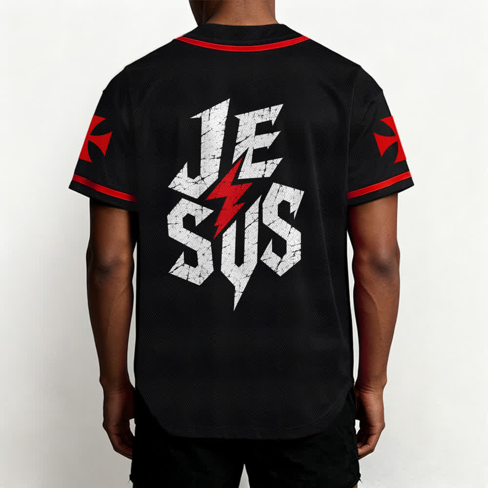 Christianartworkshop Jesus Highway To Heaven Distressed Black Baseball Jersey - image 12