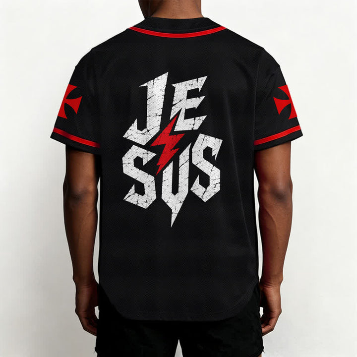 Christianartworkshop Jesus Highway To Heaven Distressed Black Baseball Jersey - image 12