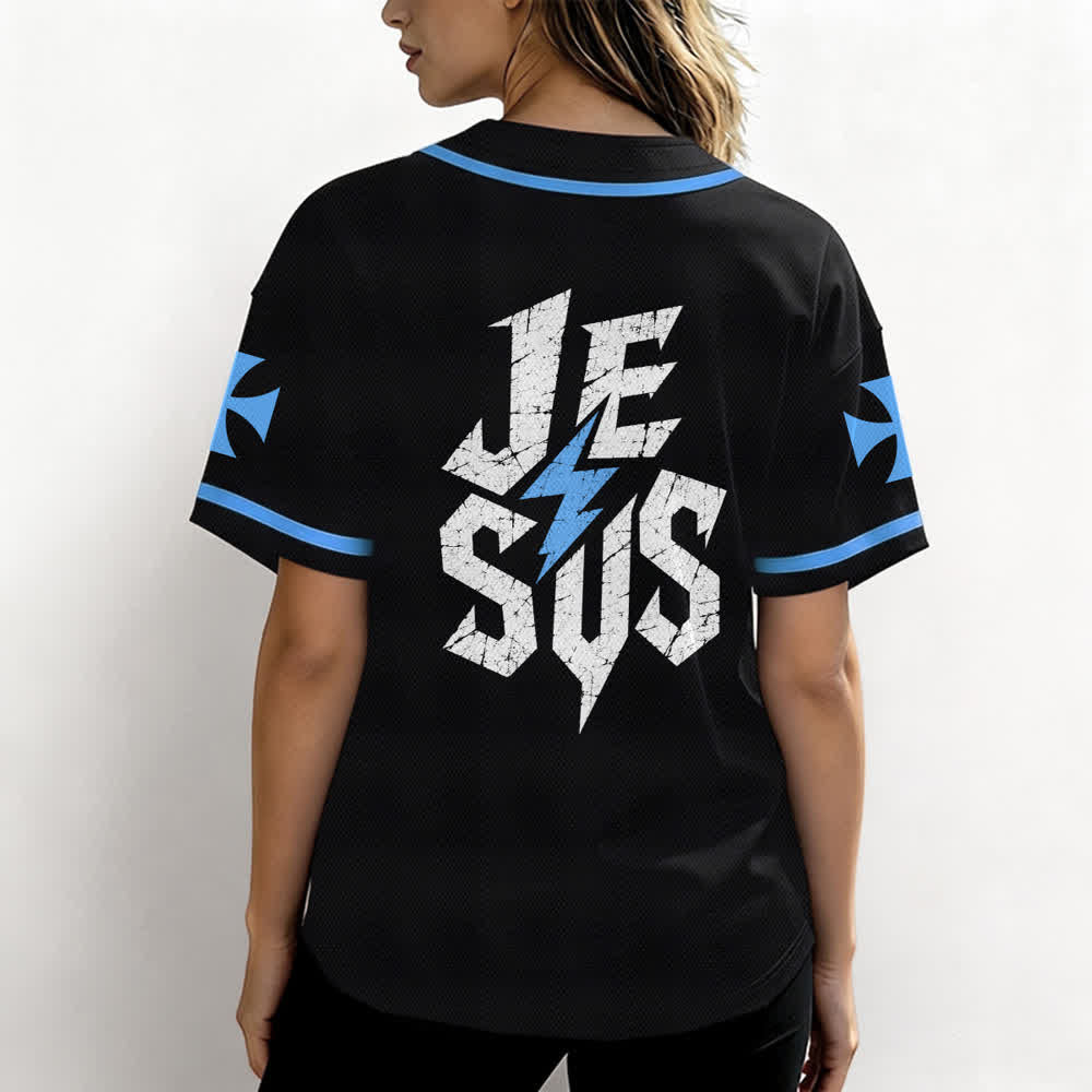 Christianartworkshop Jesus Highway To Heaven Distressed Black Baseball Jersey - image 38