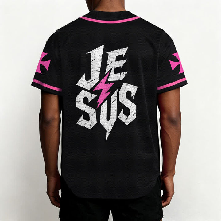 Christianartworkshop Jesus Highway To Heaven Distressed Black Baseball Jersey - image 47