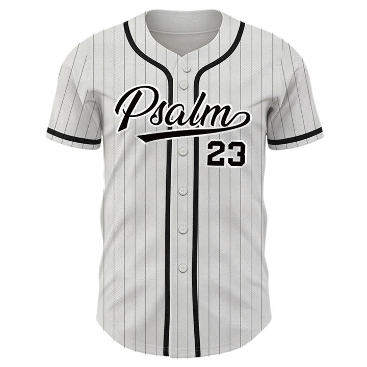 Christianartworkshop Psalm 23 Pinstripe Varsity Button Up Baseball Jersey - image 2