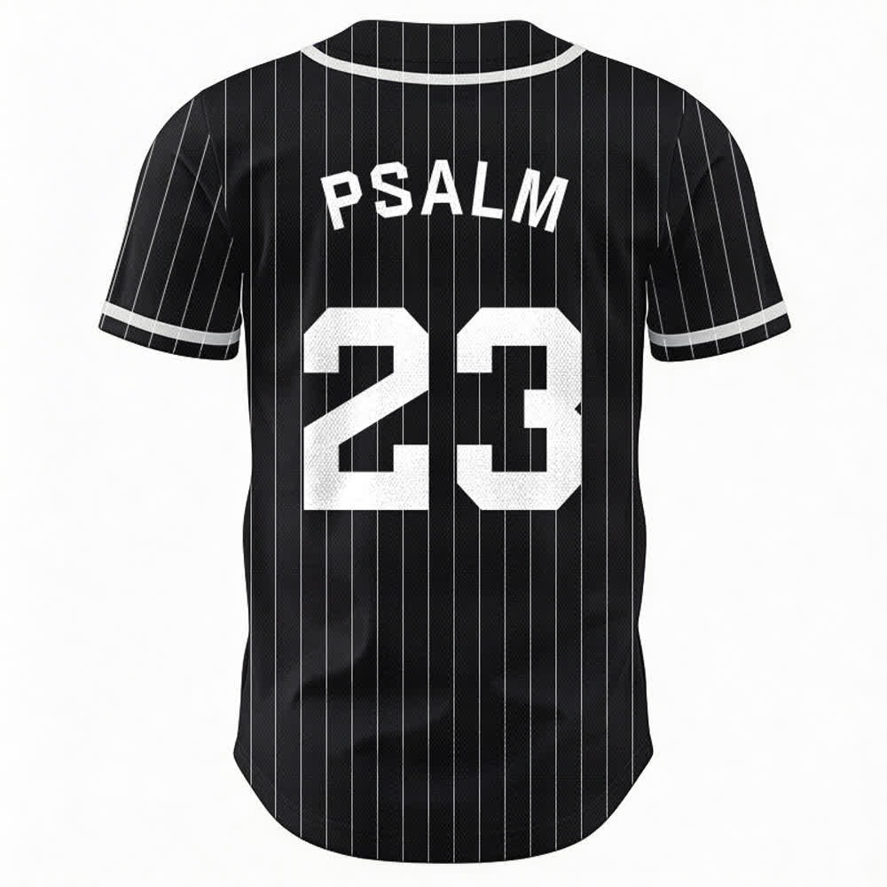 Christianartworkshop Psalm 23 Pinstripe Varsity Button Up Baseball Jersey - image 8