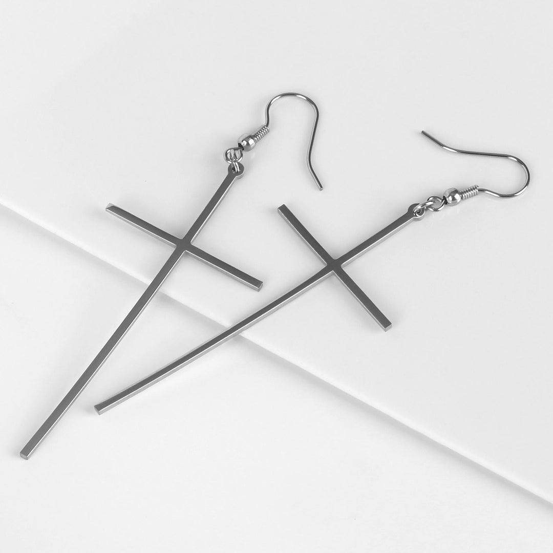 Christianartworkshop Slim Long Cross Dangle Earrings: Symbol of Quiet Sacred Serenity - image 12