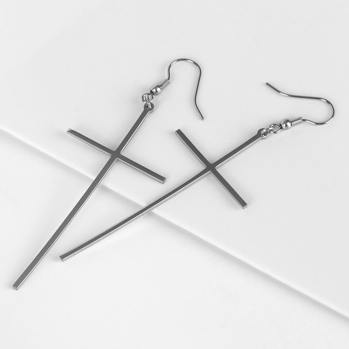 Christianartworkshop Slim Long Cross Dangle Earrings: Symbol of Quiet Sacred Serenity - image 12
