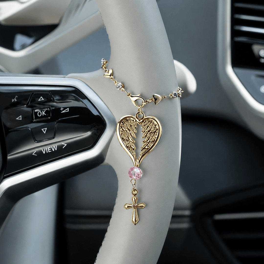 Christianartworkshop Guardian Angel-Wing Heart Keychain for Car: Quiet Reminder of Tender Protection - Golden Angel - image 4