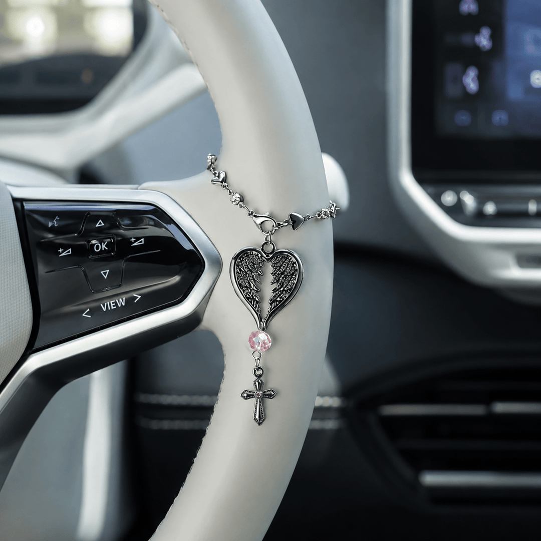 Christianartworkshop Guardian Angel-Wing Heart Keychain for Car: Quiet Reminder of Tender Protection - Black Angel - image 6