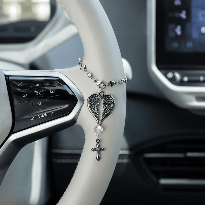 Christianartworkshop Guardian Angel-Wing Heart Keychain for Car: Quiet Reminder of Tender Protection - Black Angel - image 6