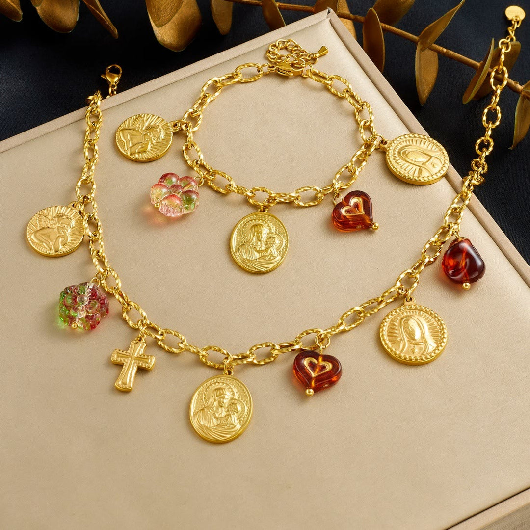 Christianartworkshop Ornate Virgin Mary & Cherub Portrait Chain Set: Symbol of Peaceful Celestial Guidance - 2 Set - image 5