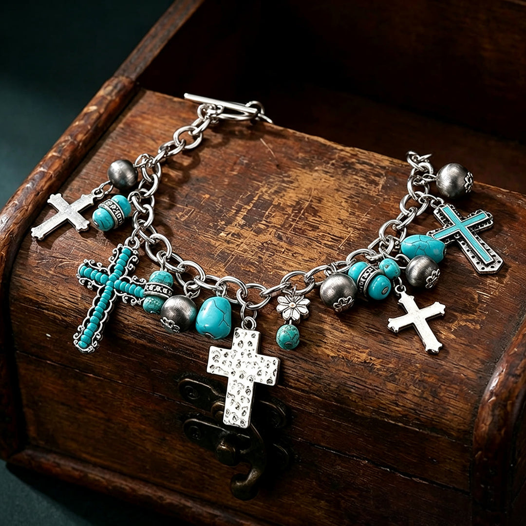 Christianartworkshop Timeless Bohemian Cross Bead Bracelet & Car Charm: Token of Enduring Heavenly Peace - image 6