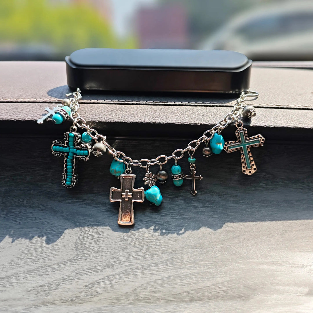 Christianartworkshop Timeless Bohemian Cross Bead Bracelet & Car Charm: Token of Enduring Heavenly Peace - image 12