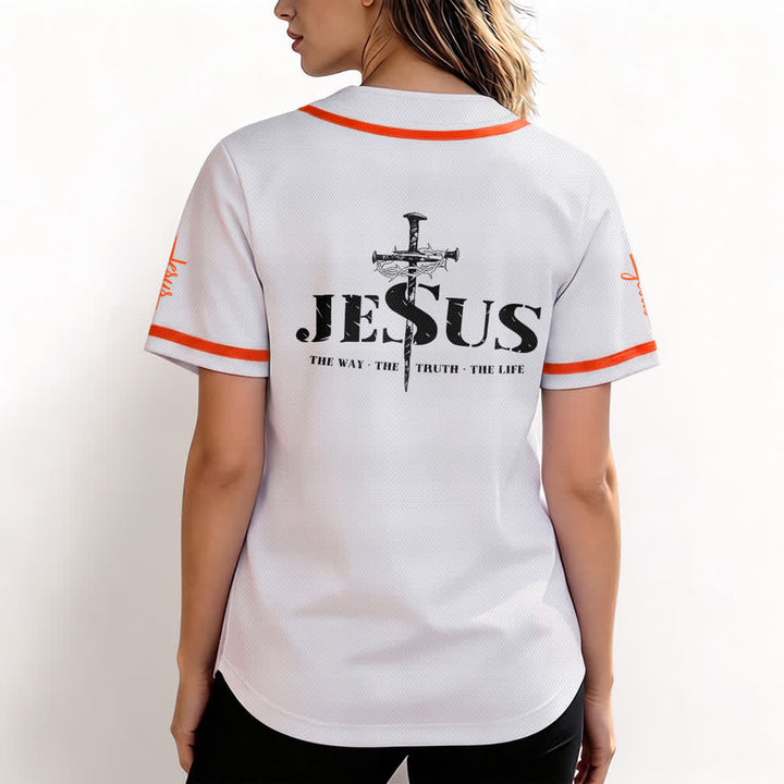 Christianartworkshop Dual‑Side Jesus The Way The Truth Cross Print Baseball Jersey - image 25