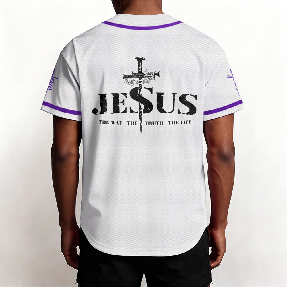 Christianartworkshop Dual‑Side Jesus The Way The Truth Cross Print Baseball Jersey - image 62