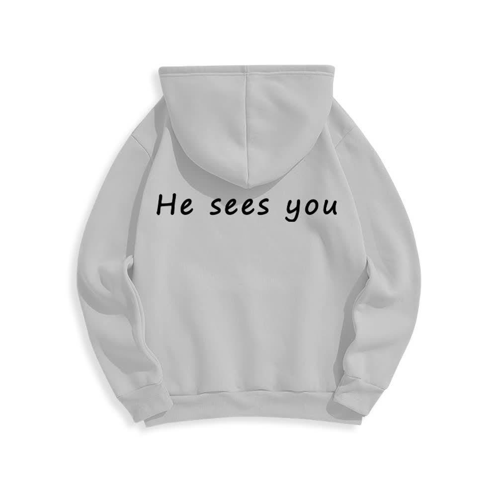Christianartworkshop He Sees You Heather Gray Comfort Fit Pullover Hoodie - image 1