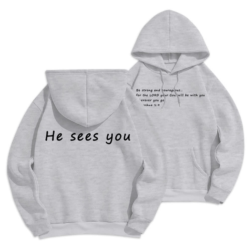 Christianartworkshop He Sees You Heather Gray Comfort Fit Pullover Hoodie - Grey - 2XL - image 0