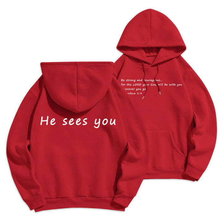 Christianartworkshop He Sees You Heather Gray Comfort Fit Pullover Hoodie - Red - 2XL - image 15