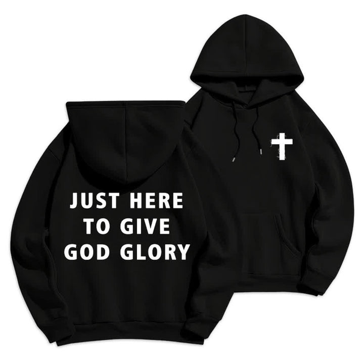 Christianartworkshop Just Here To Give God Glory Oversized Pullover Hoodie - Black - 2XL - image 21