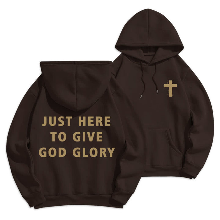 Christianartworkshop Just Here To Give God Glory Oversized Pullover Hoodie - Brown - 2XL - image 18