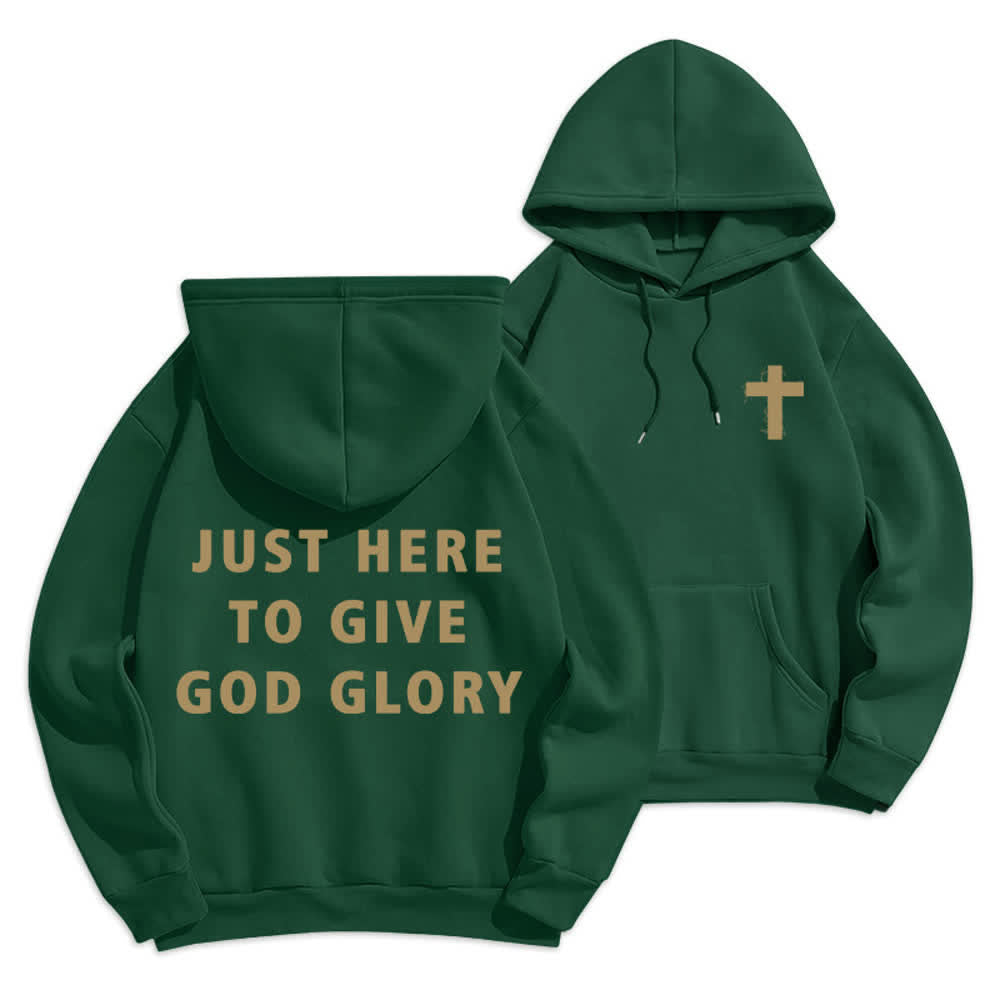 Christianartworkshop Just Here To Give God Glory Oversized Pullover Hoodie - Green - 2XL - image 0