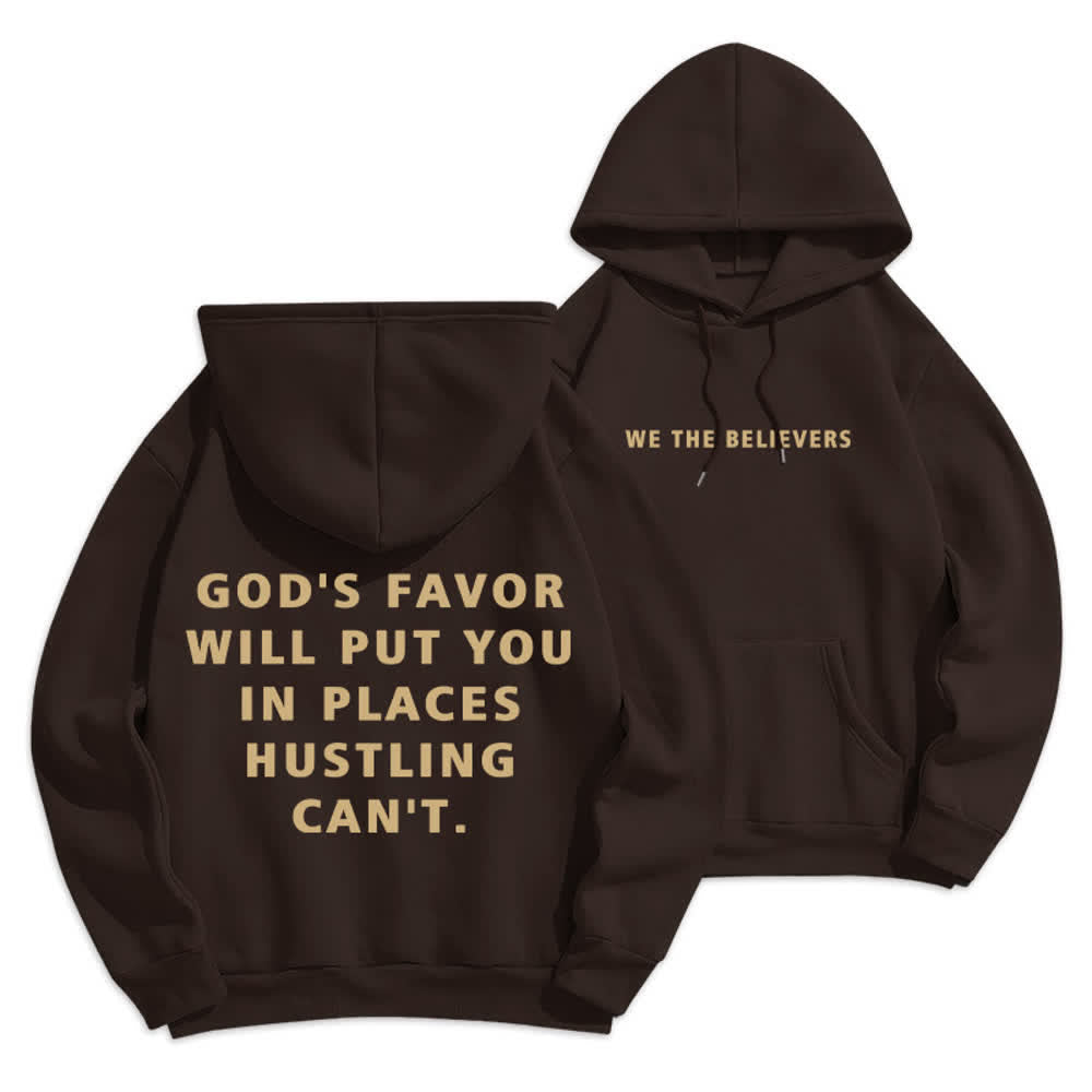 Christianartworkshop God's Favor Streetwear Fleece Lined Pullover Hoodie - Brown - 2XL - image 15