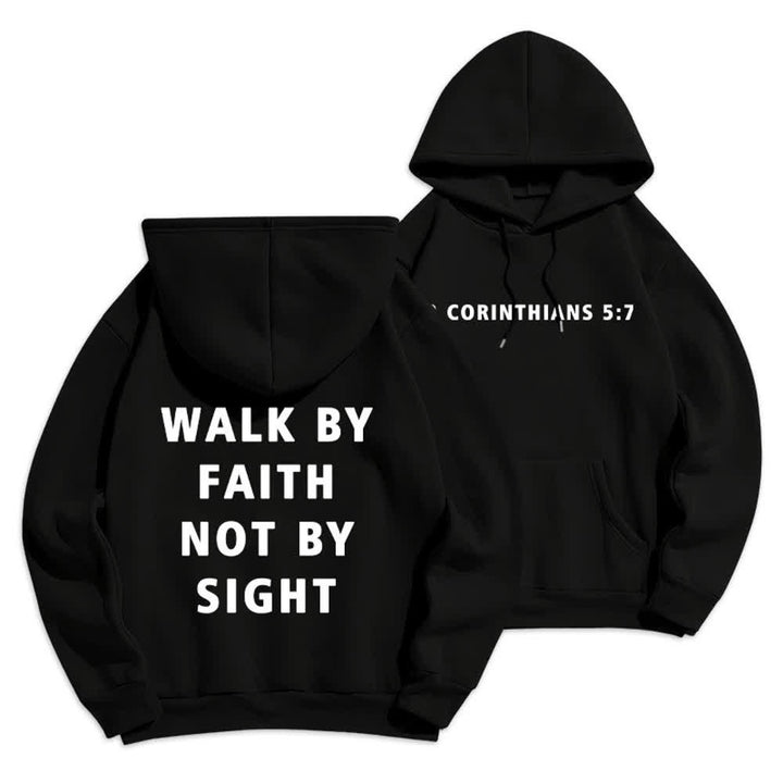 Christianartworkshop Walk By Faith Not By Sight Pullover Hoodie - Black - 2XL - image 3