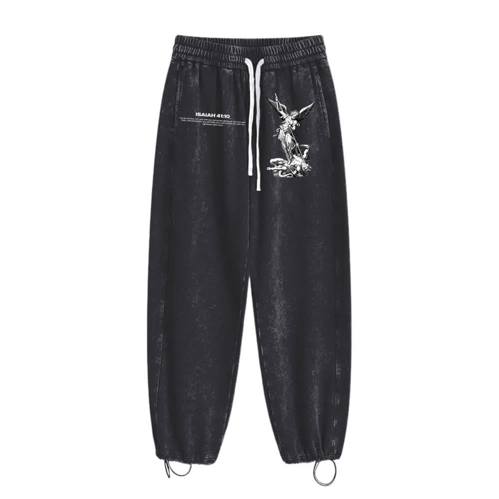 Christianartworkshop Archangel Michael Isaiah 41:10 Statement Washed Sweatpants - image 7