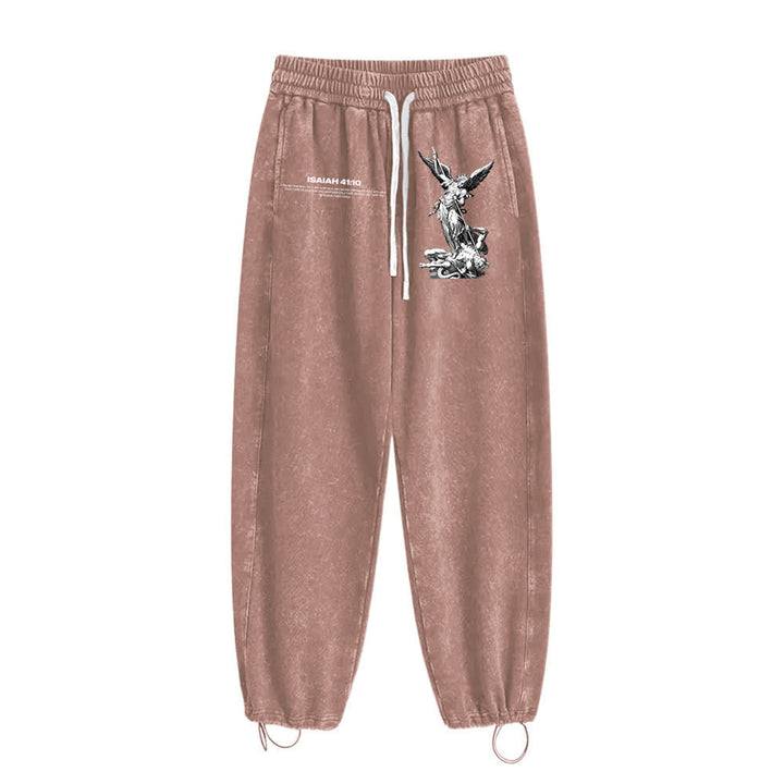 Christianartworkshop Archangel Michael Isaiah 41:10 Statement Washed Sweatpants - image 10