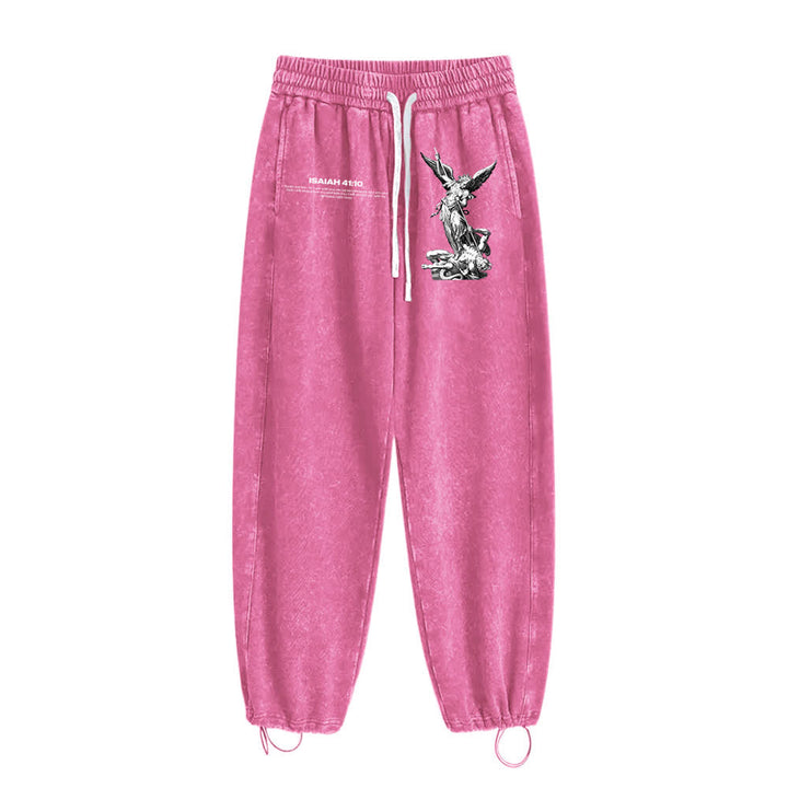 Christianartworkshop Archangel Michael Isaiah 41:10 Statement Washed Sweatpants - image 13