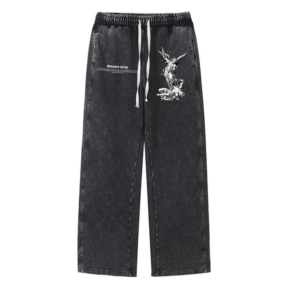 Christianartworkshop Archangel Michael Isaiah 41:10 Statement Washed Sweatpants - Black - XL - image 6