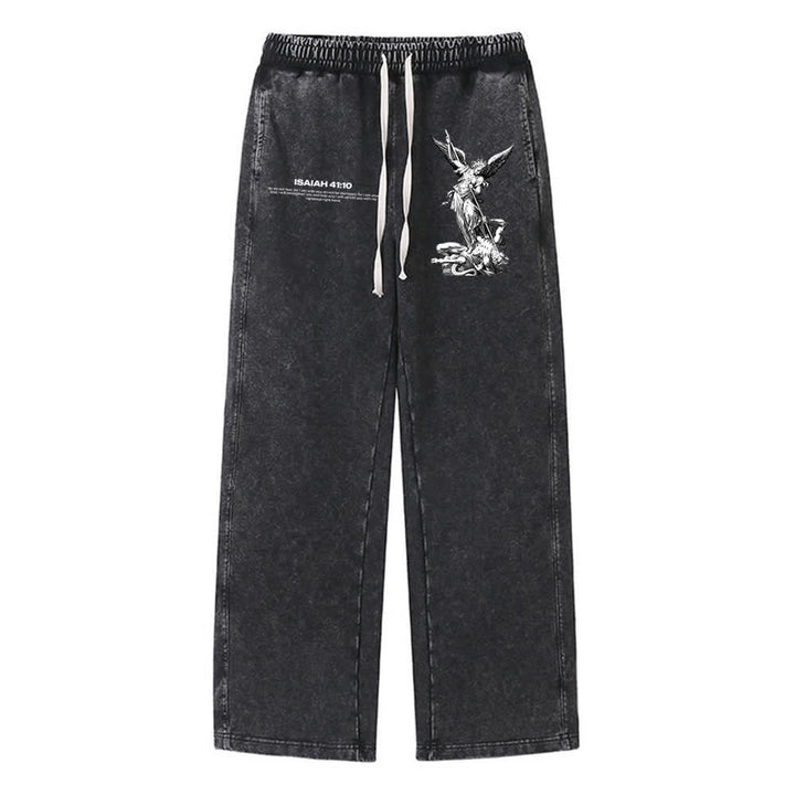 Christianartworkshop Archangel Michael Isaiah 41:10 Statement Washed Sweatpants - Black - XL - image 6