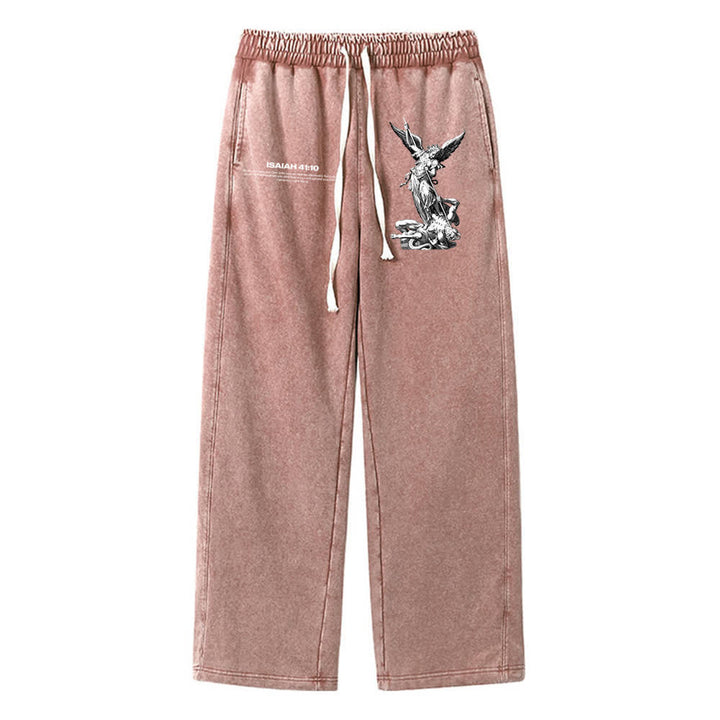 Christianartworkshop Archangel Michael Isaiah 41:10 Statement Washed Sweatpants - Brown - XL - image 9