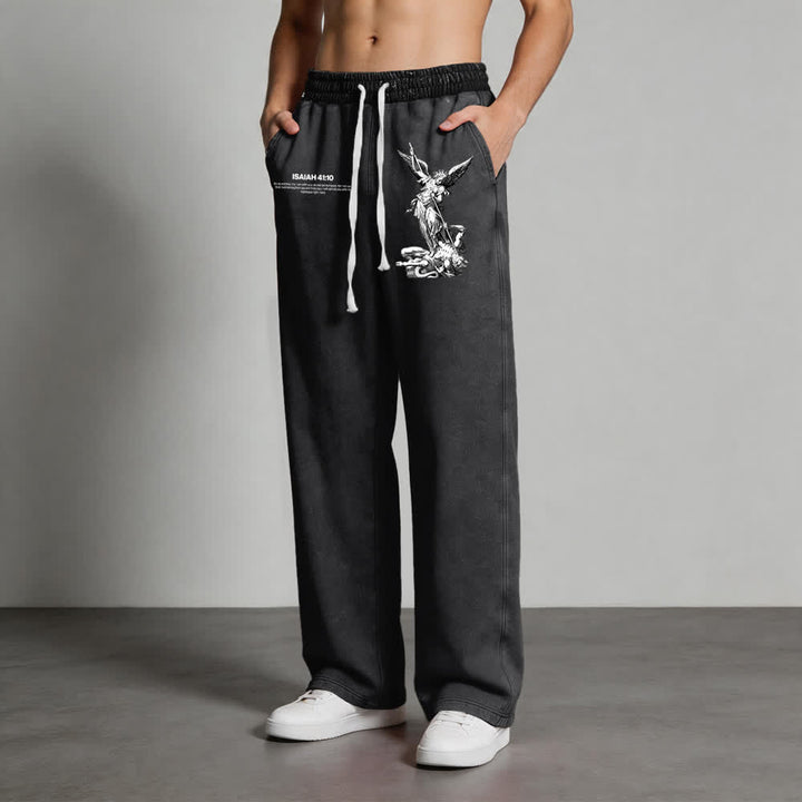 Christianartworkshop Archangel Michael Isaiah 41:10 Statement Washed Sweatpants - image 8