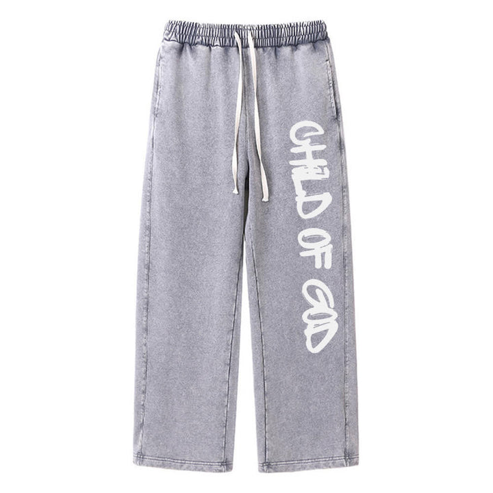 Christianartworkshop Graffiti Child Of God Statement Washed Sweatpants - Grey - 2XL - image 5