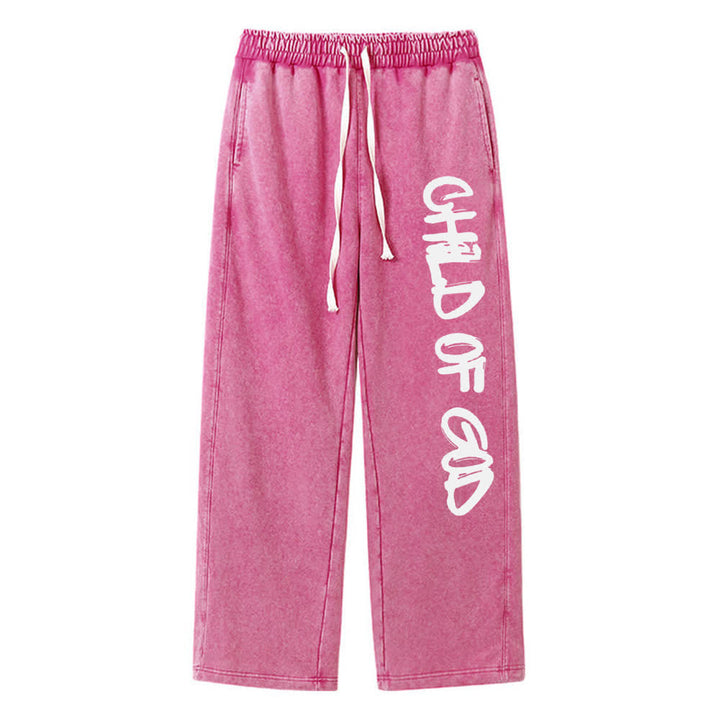 Christianartworkshop Graffiti Child Of God Statement Washed Sweatpants - Rose - 2XL - image 14