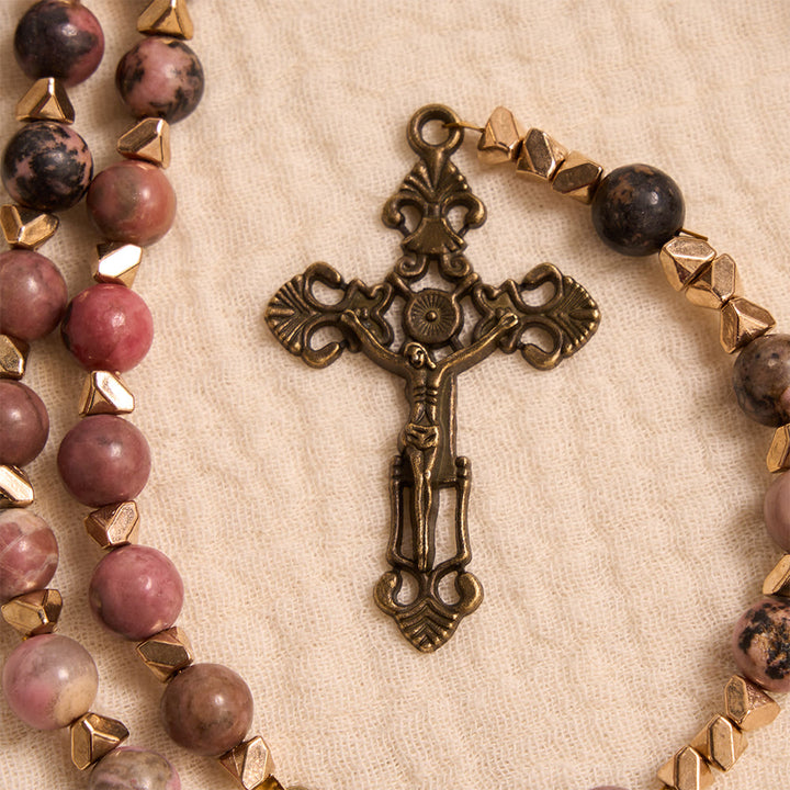 Christianartworkshop Miraculous Medal & Crucifix of 6 mm Round Multicolor Natural Black Line Rosary - image 3