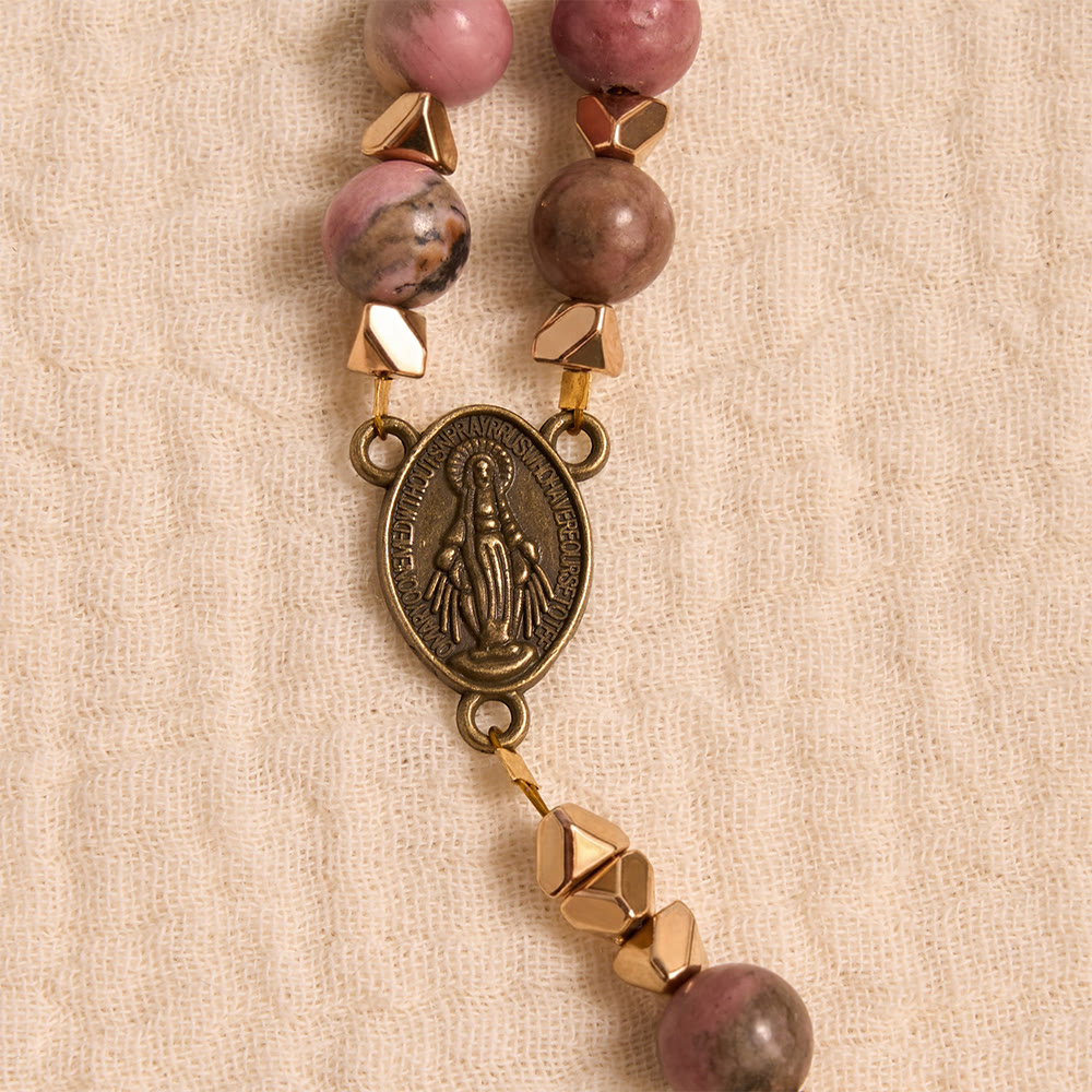Christianartworkshop Miraculous Medal & Crucifix of 6 mm Round Multicolor Natural Black Line Rosary - image 5