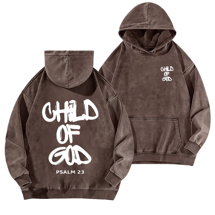 Christianartworkshop Inspirational Child Of God Psalm 23 Front & Back Print Washed Hoodie - Brown - 5XL - image 9