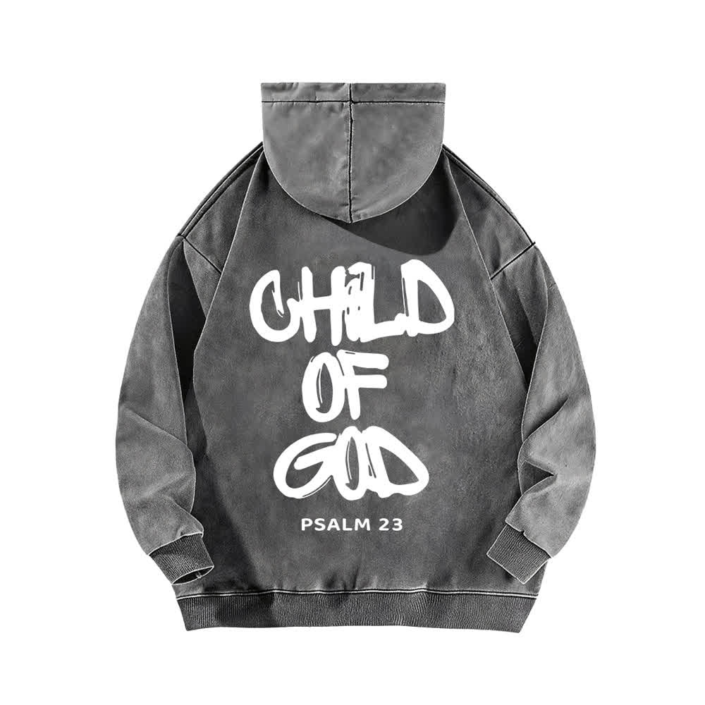 Christianartworkshop Inspirational Child Of God Psalm 23 Front & Back Print Washed Hoodie - image 13