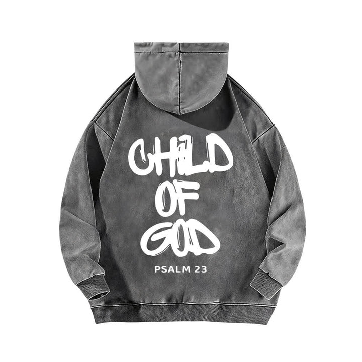 Christianartworkshop Inspirational Child Of God Psalm 23 Front & Back Print Washed Hoodie - image 13