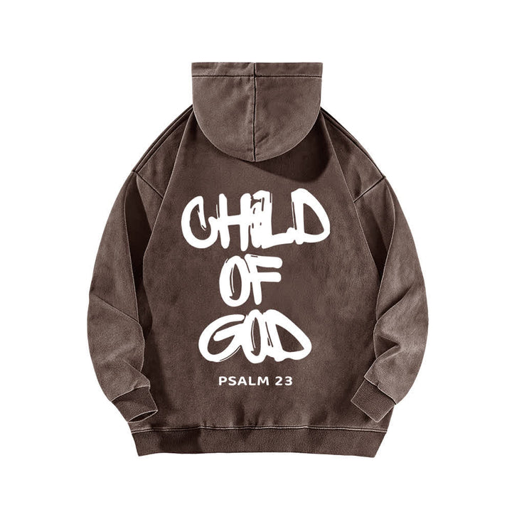 Christianartworkshop Inspirational Child Of God Psalm 23 Front & Back Print Washed Hoodie - image 10