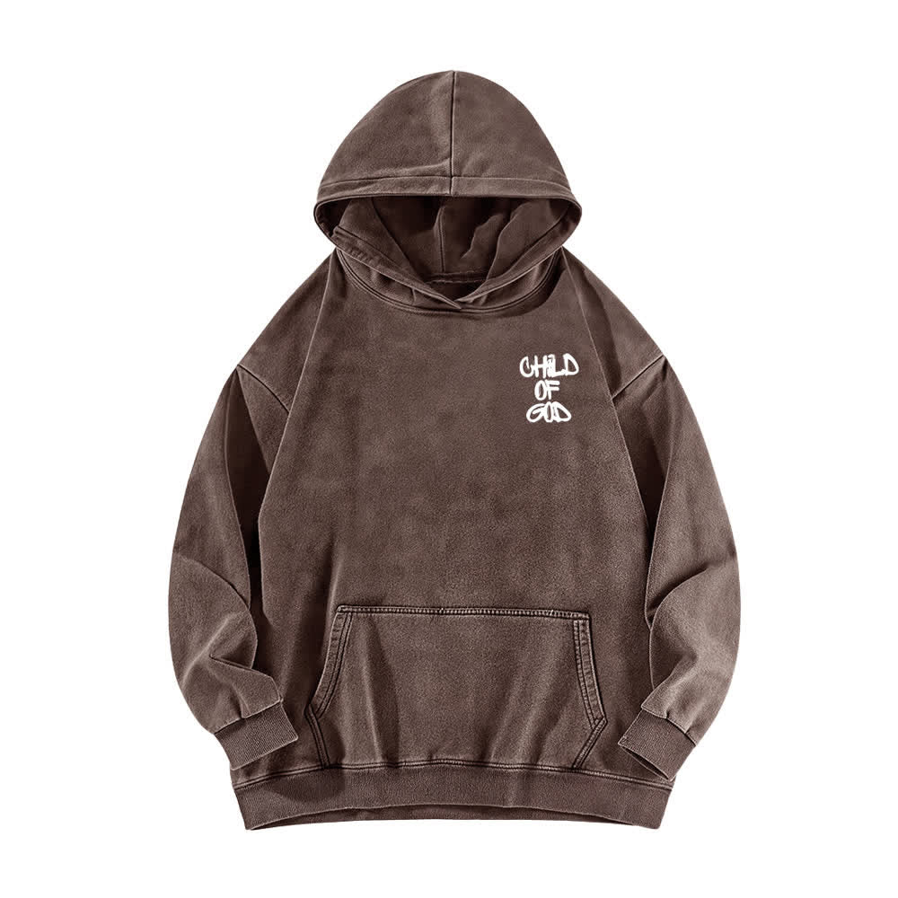 Christianartworkshop Inspirational Child Of God Psalm 23 Front & Back Print Washed Hoodie - image 11