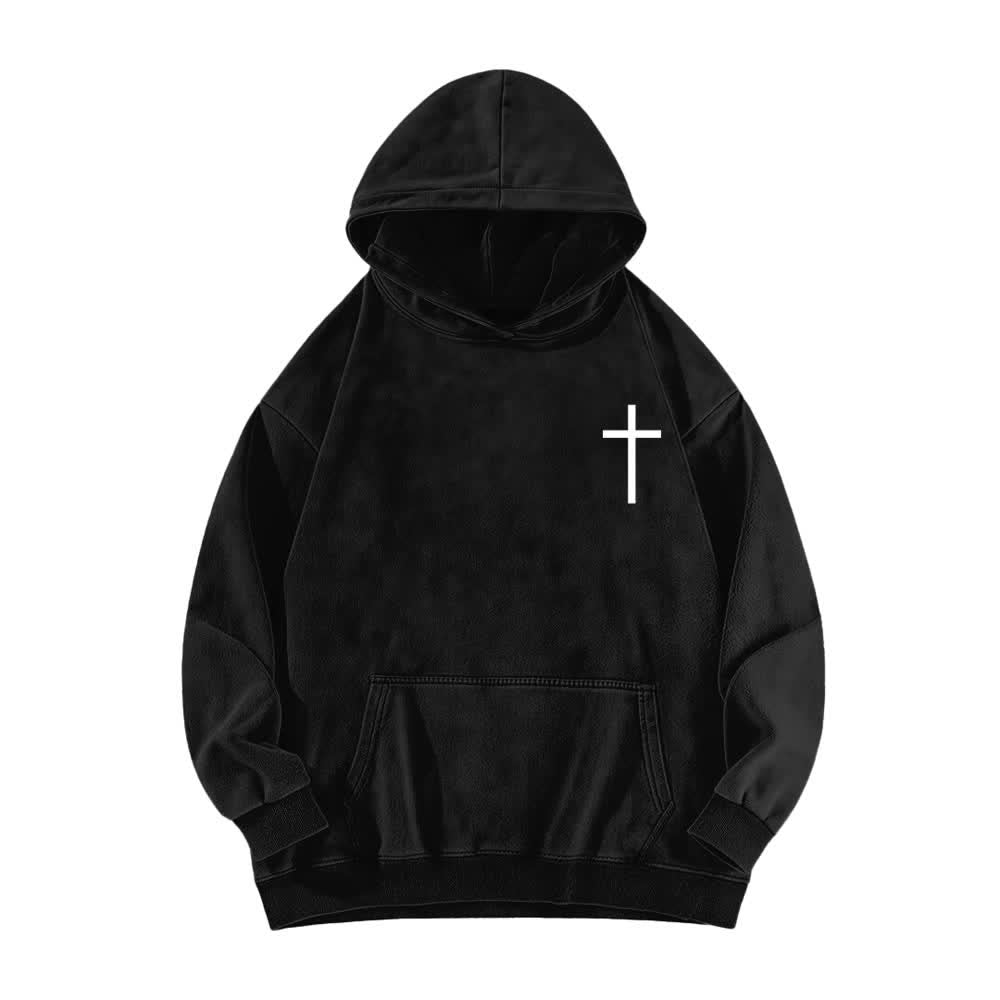 Christianartworkshop Philippians 4:13 Gothic Back Print Cross Washed Hoodie - image 2