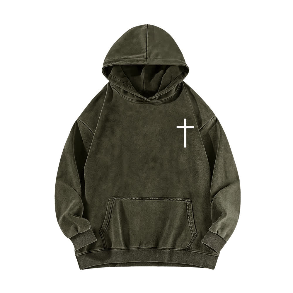Christianartworkshop Philippians 4:13 Gothic Back Print Cross Washed Hoodie - image 11