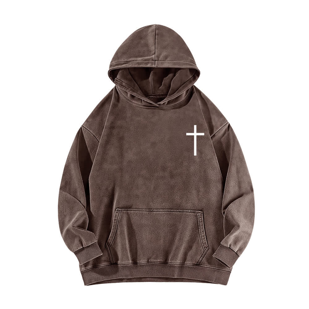 Christianartworkshop Philippians 4:13 Gothic Back Print Cross Washed Hoodie - image 14