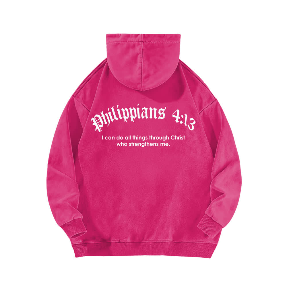 Christianartworkshop Philippians 4:13 Gothic Back Print Cross Washed Hoodie - image 16